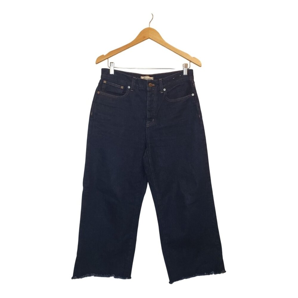 Madewell Low-Slung Baggy Jeans Rinse Wash With Raw Hem Women Size 26 Relaxed Fit - Picture 12 of 16